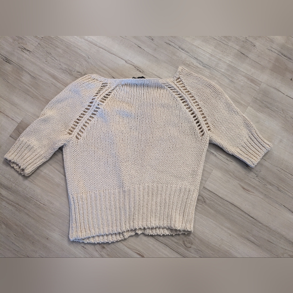 The Limited Cream Open-Knit Short Sleeve Cardigan - Picture 4 of 5